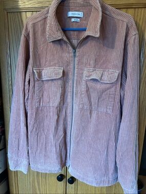 Urban Outfitters Dusty Pink Corduroy Zip-Up Shirt Jacket